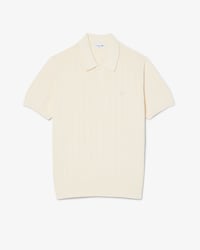 Fluid Ribbed Knit Polo Collar Sweater