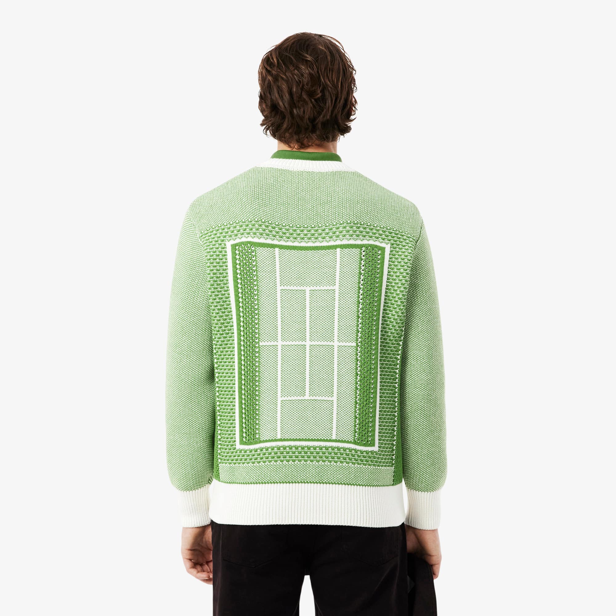 は*と様 23AW Lame Soccer Uniform Knit Pullo Tennis Court Graphic Jacquard Sweater - Men's Knitwear - New In