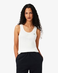 Slim Fit Pointelle Knit Cotton Tank Top