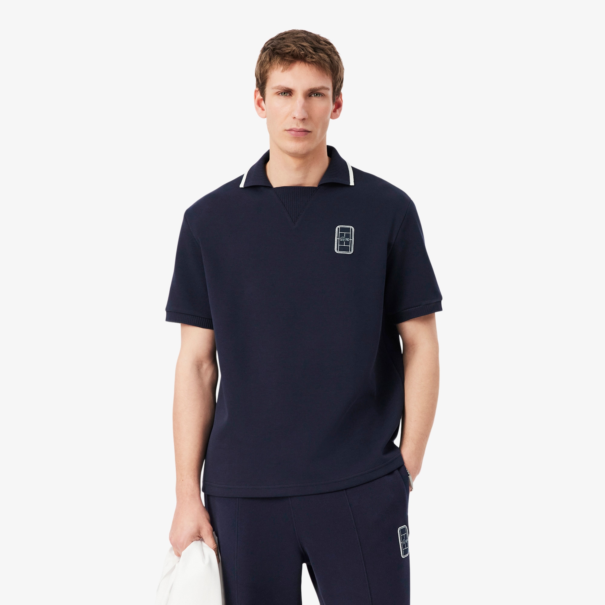 Loose Fit Embroidered Badge Piqué Polo Shirt - Men's Short Sleeves