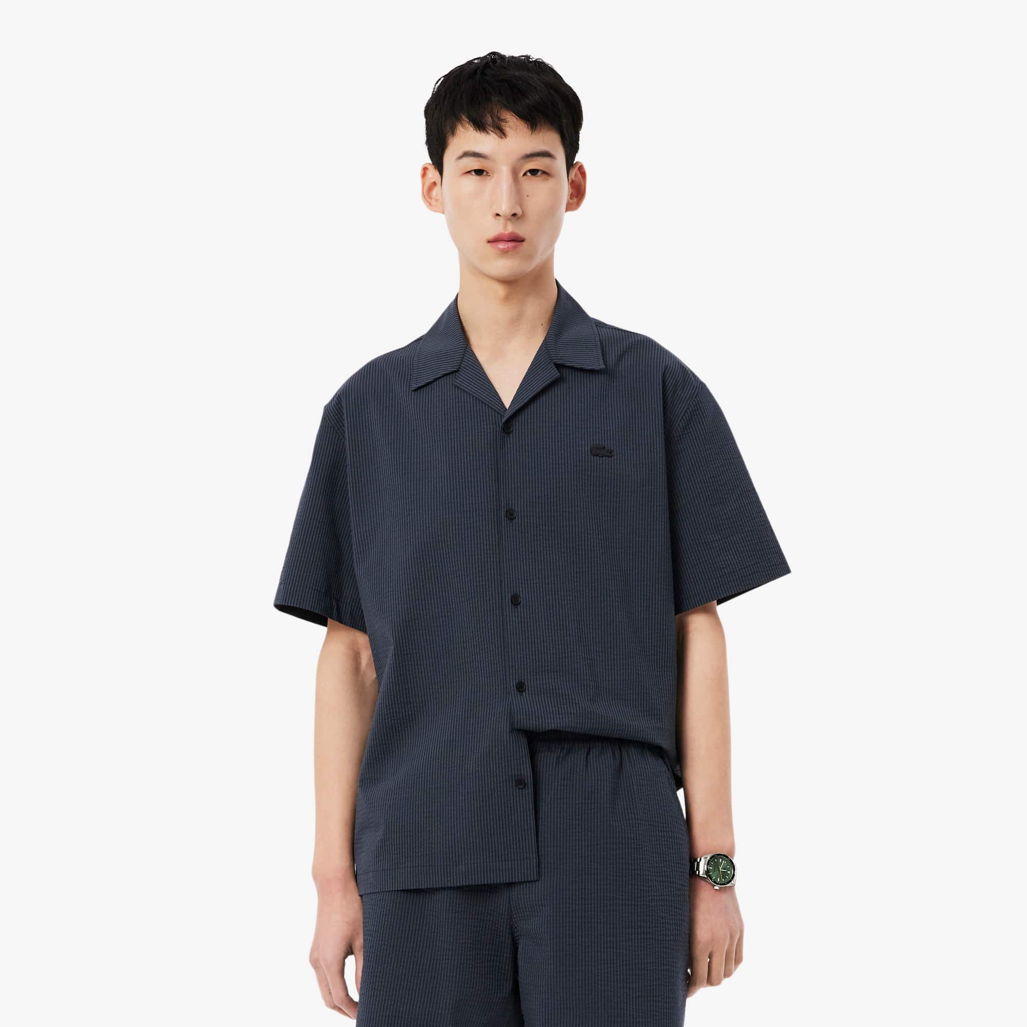 Relaxed Fit Seersucker Shirt - Men's Short Sleeves Shirts - New In