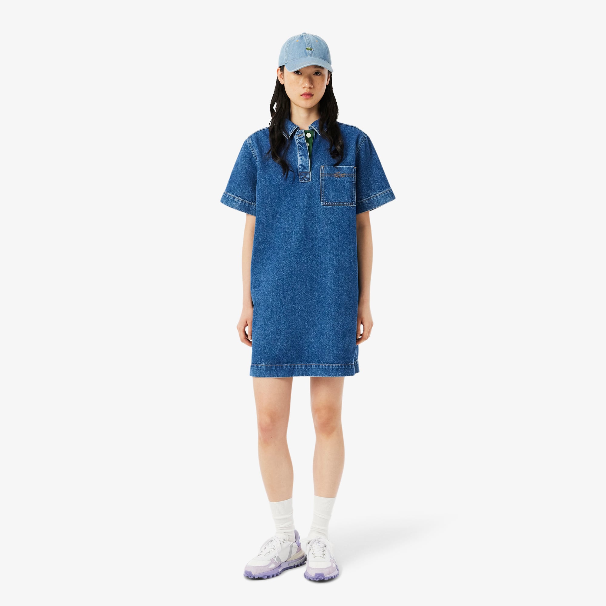 lacoste denim dress Buy Lacoste Women Plain Belted Midi Denim Dress, Blue Online