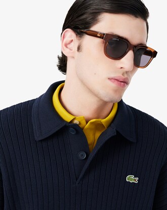 French Made Cotton Polo Collar Sweater