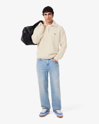 High Neck Half Zipper Heavy Wool Sweater