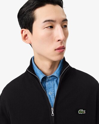 Zipped High Neck Cotton Sweater