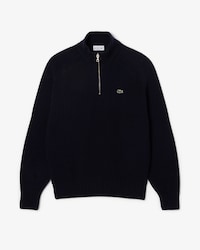 Zipped High Neck Wool Sweater