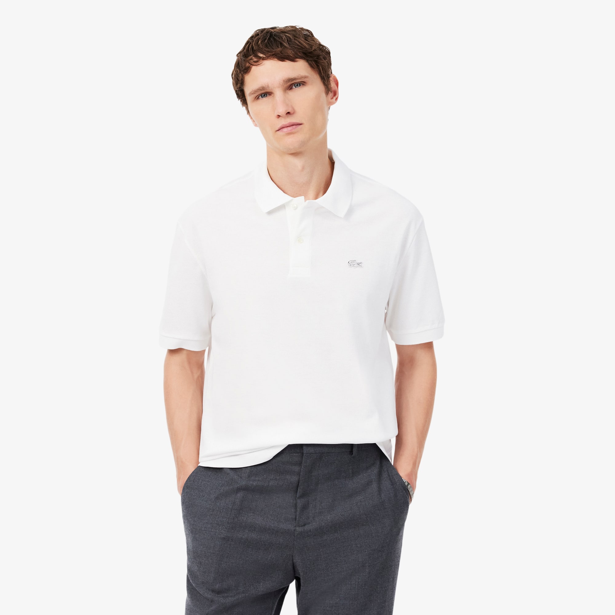 新品 LACOSTE HEAVY PIQUE POLO 003 Loose Fit Heavy Piqué Polo Shirt - Men's Short Sleeves Polo Shirts