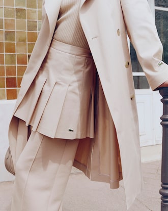 Short Stretch Cotton Pleated Skirt