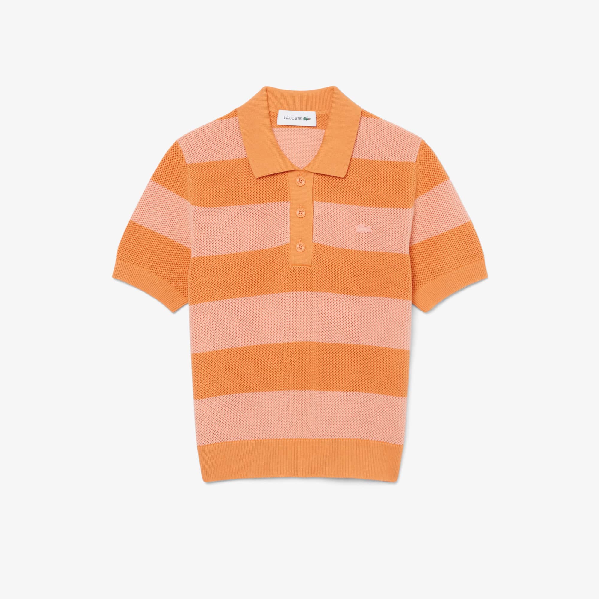 Striped Mesh Knit Polo Collar Sweater - Women's Knitwear - New In