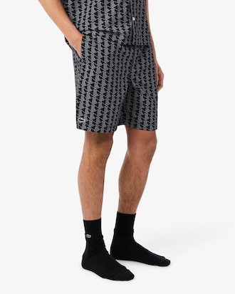 Monogram Print Poplin Pajama Shorts