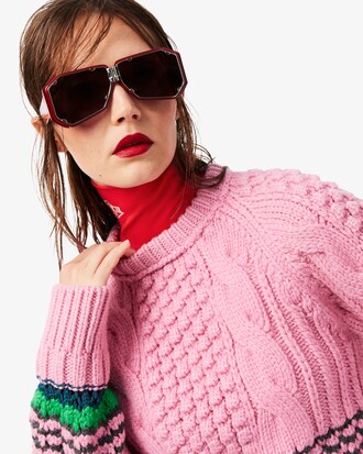 Runway Striped Textured Wool Sweater