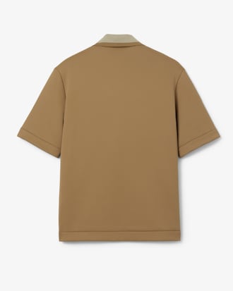 Runway Badge Accent Oversized Satin Polo Shirt