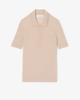 3D Rib Knit Polo Collar Merino Wool Sweater