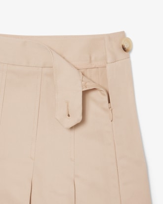 Short Stretch Cotton Pleated Skirt