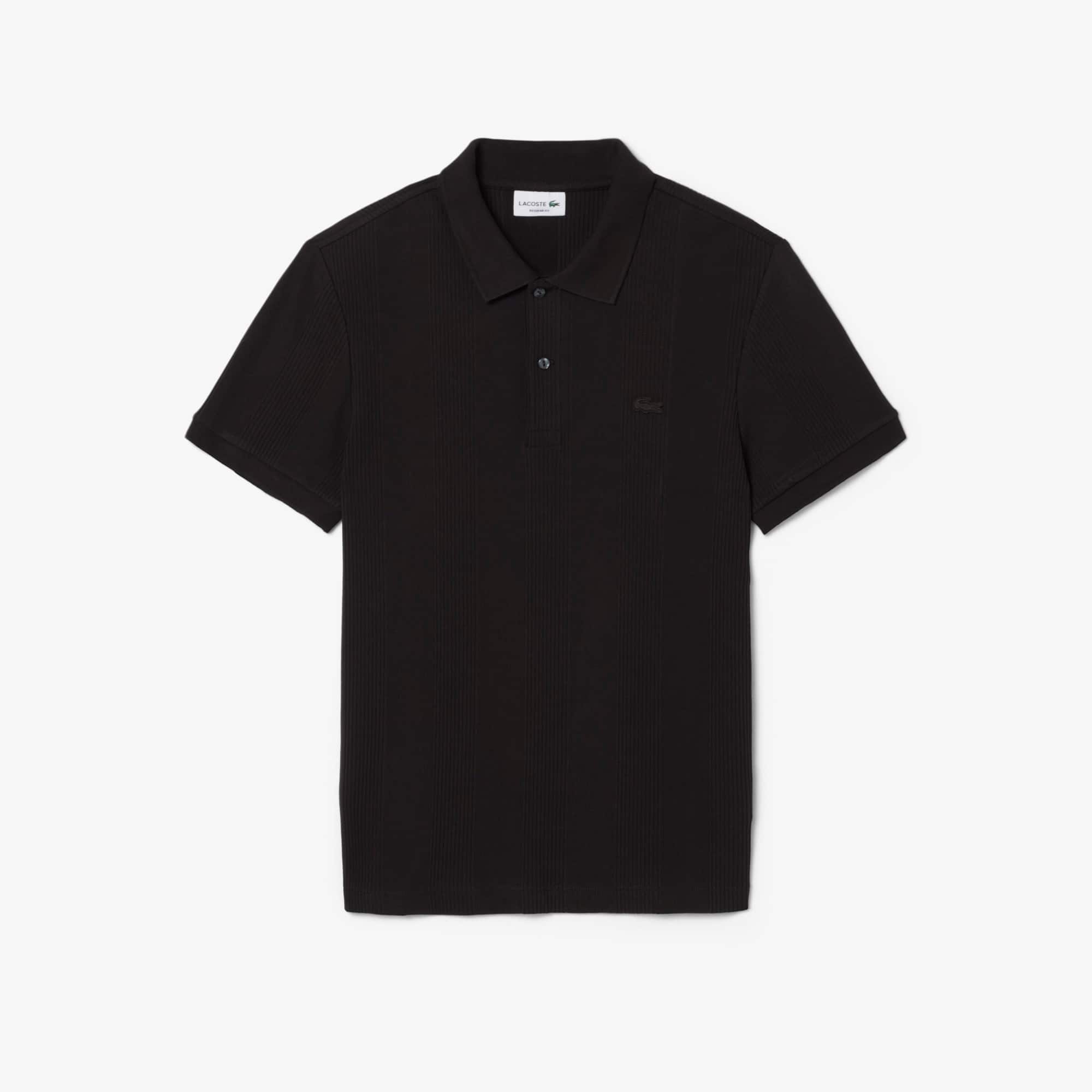 Regular Fit Ribbed Knit Polo Shirt - Men's Short Sleeves Polo