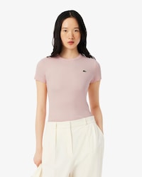 Slim Fit Ribbed Cotton T-shirt