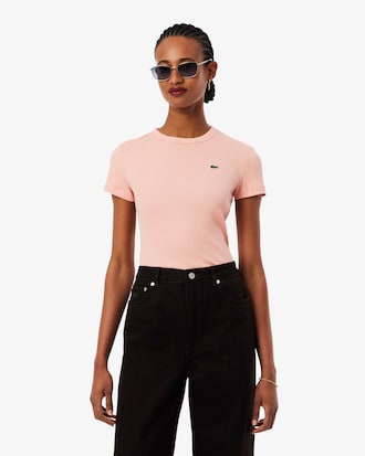 Slim Fit Ribbed Cotton T-shirt