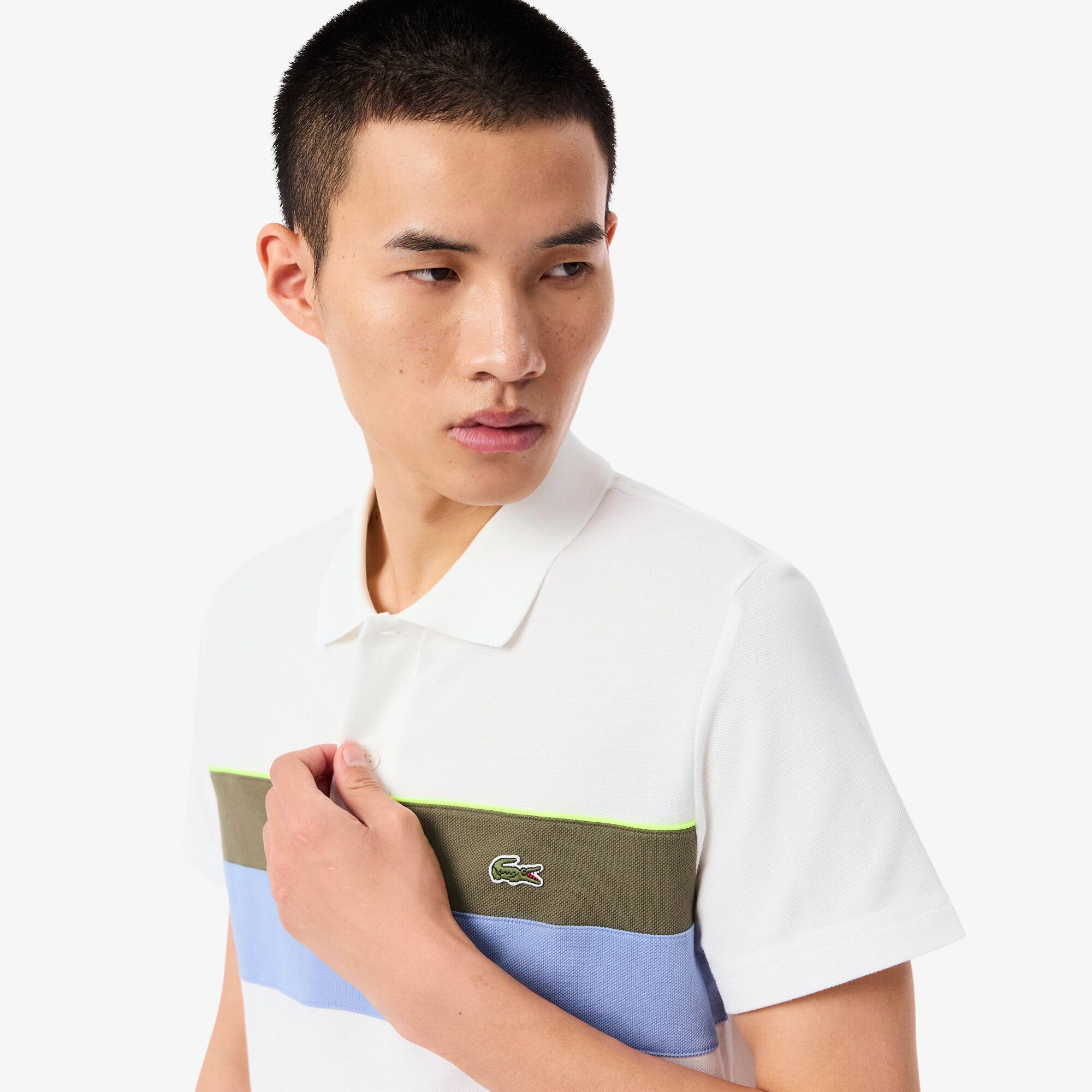 Regular Fit Colour-Block Petit Piqué Polo Shirt - Men's Short
