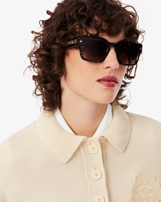Badge Accent Wool Polo Collar Sweater