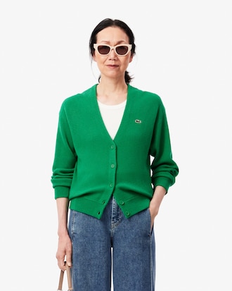 Relaxed Fit V Neck Wool Cardigan