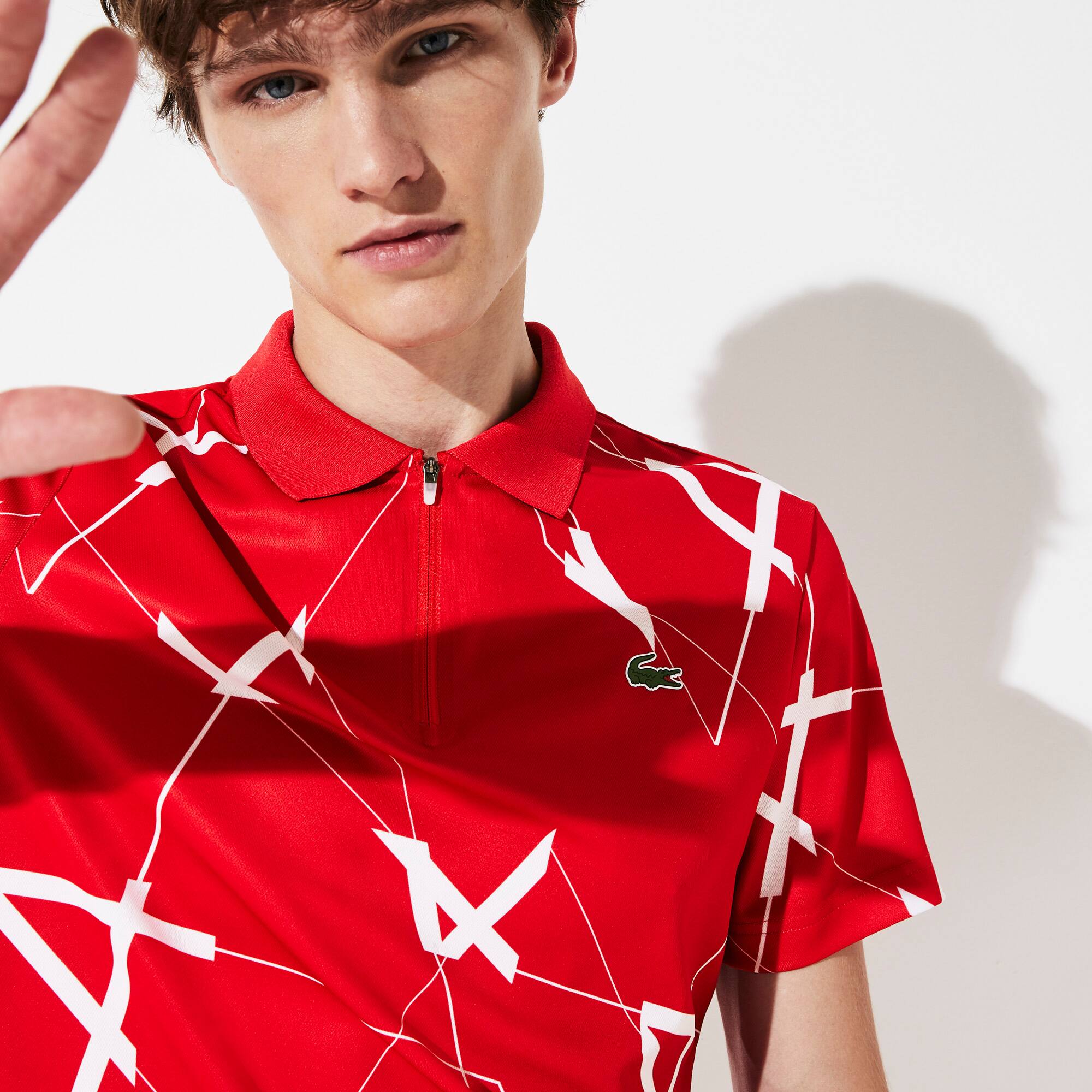 Men's Lacoste SPORT Graphic Print Breathable Piqué Tennis ...