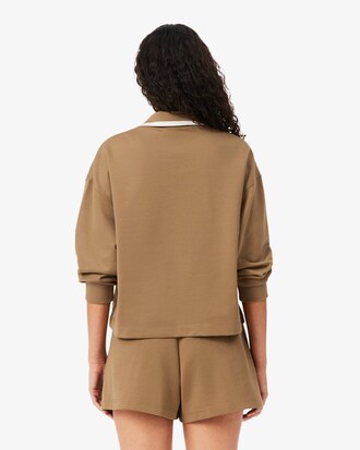 Oversized Polo Collar Piqu&eacute; Sweatshirt