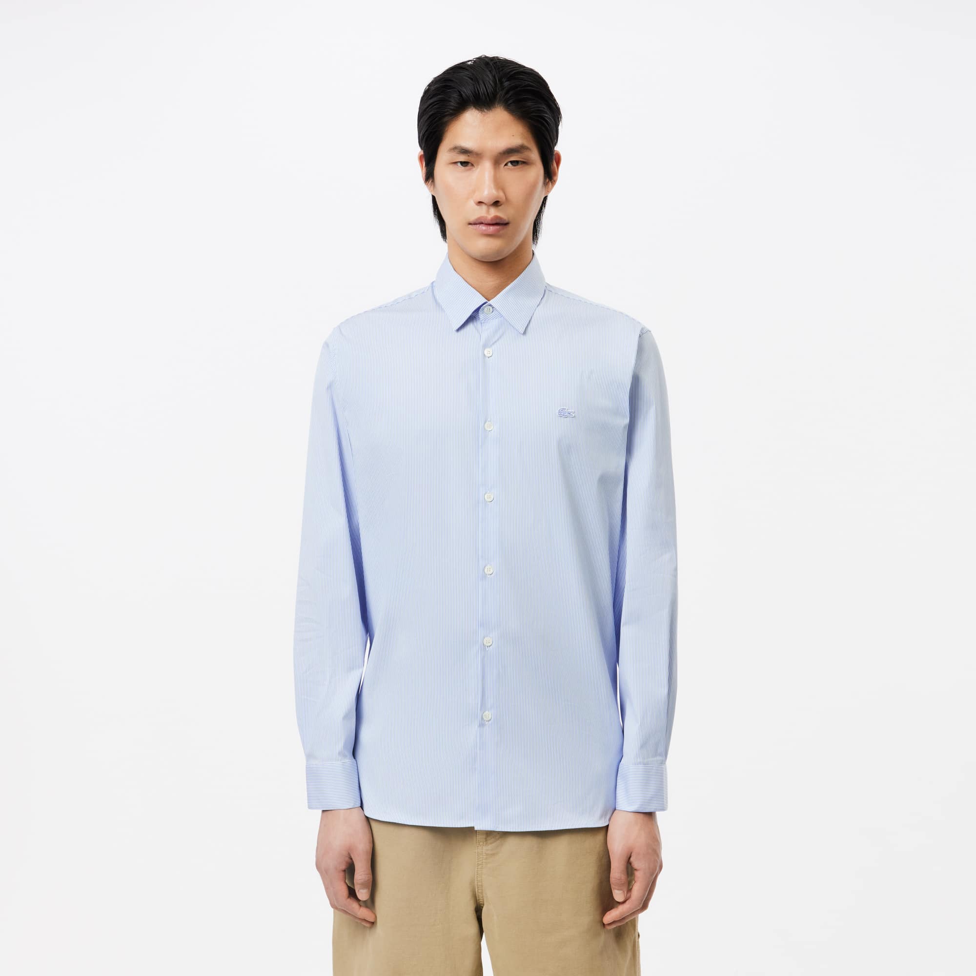 ★★ ★★ Slim fit stretch poplin striped shirt Amazon.com: Amazon Essentials Men's Long-Sleeve Slim-Fit