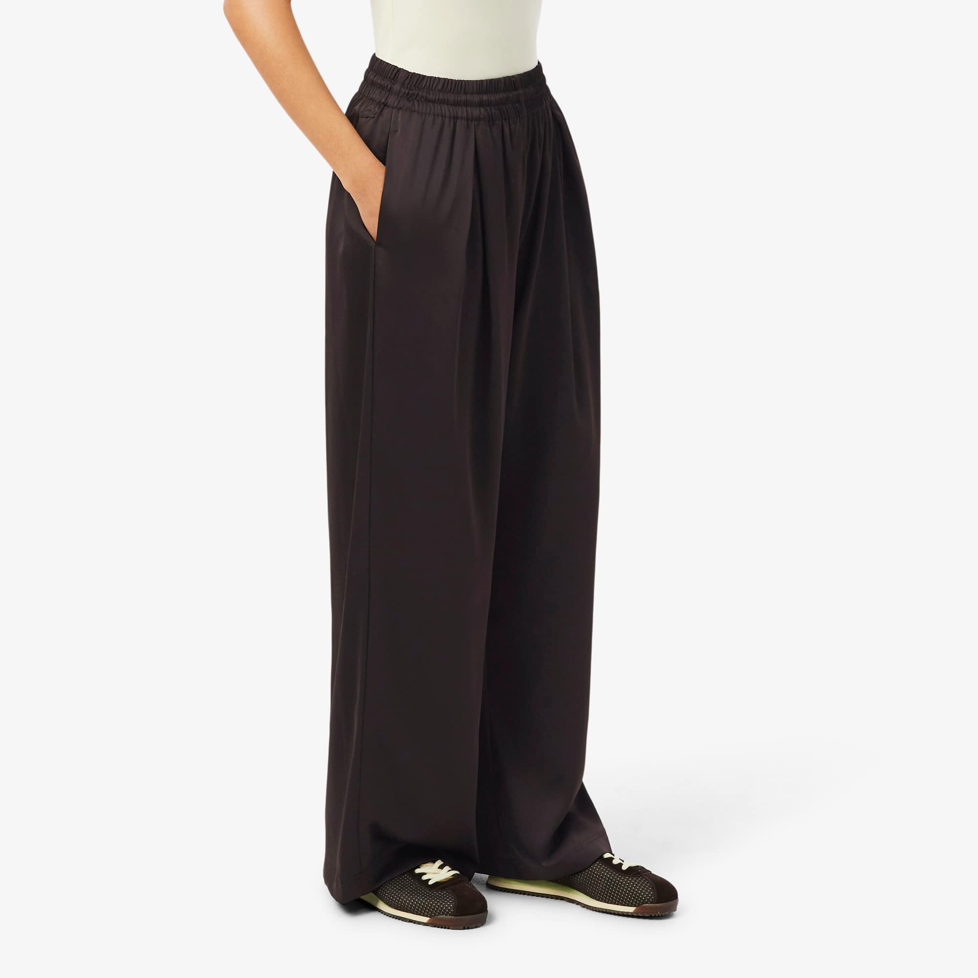 Oversized Elasticated Satin Pants - Women's Trousers & Shorts
