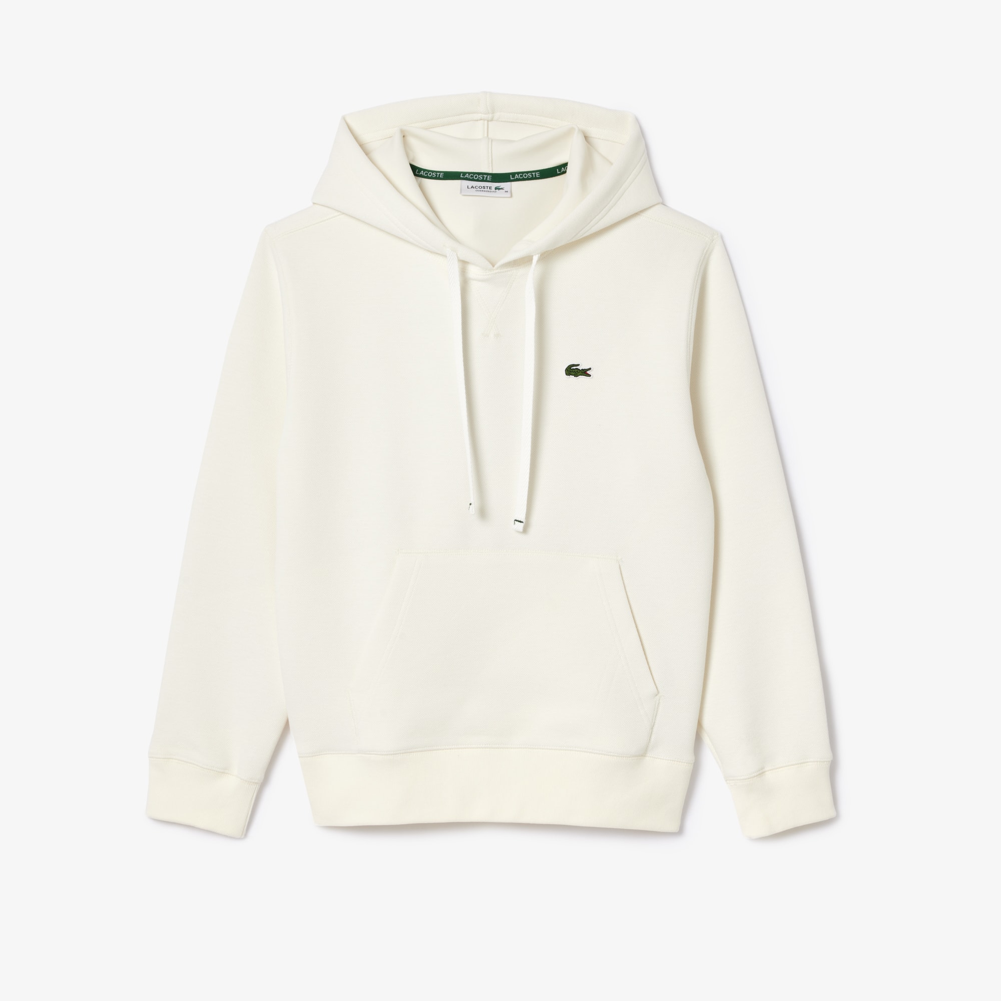 パーカー・フーディ LACOSTE Men Hoodies SH9839 001 White Relaxed Fit Piqué Hoodie - Women's Sweatshirts & Hoodies