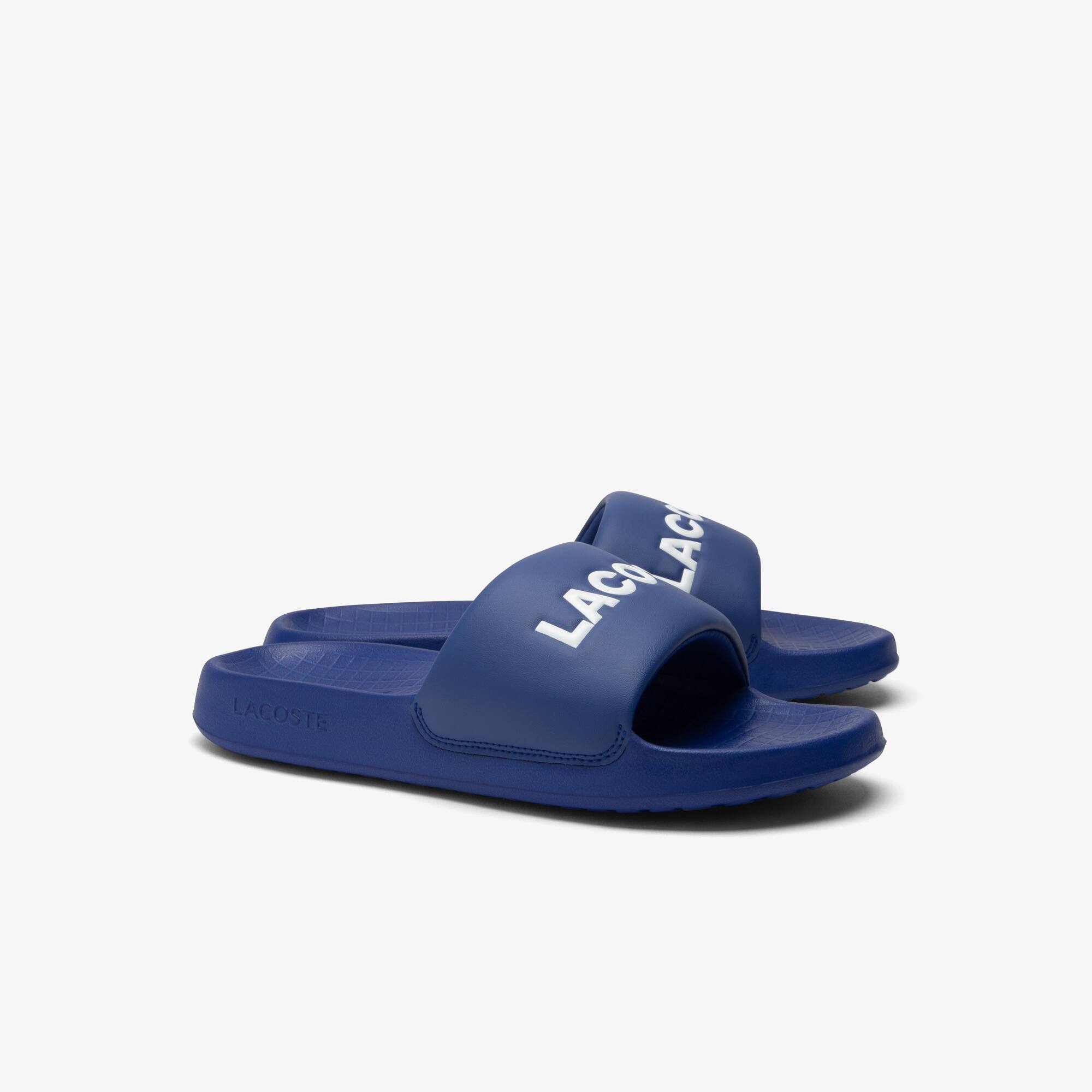 Blue lacoste slides discount