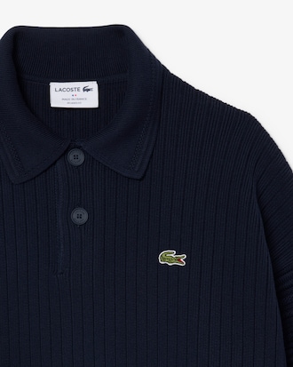French Made Cotton Polo Collar Sweater