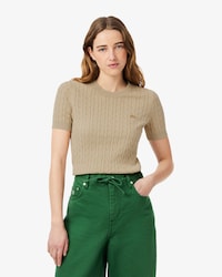 Washed Effect Cable Knit Sweater