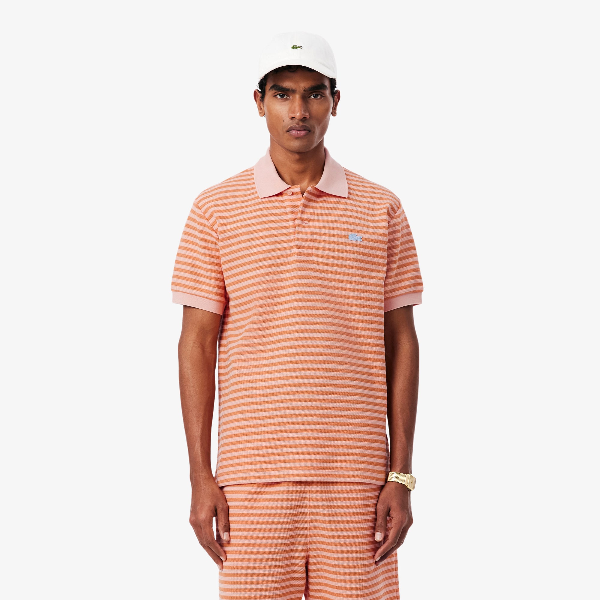 Classic Fit Textured Striped Polo Shirt - Men's Short Sleeves Polo