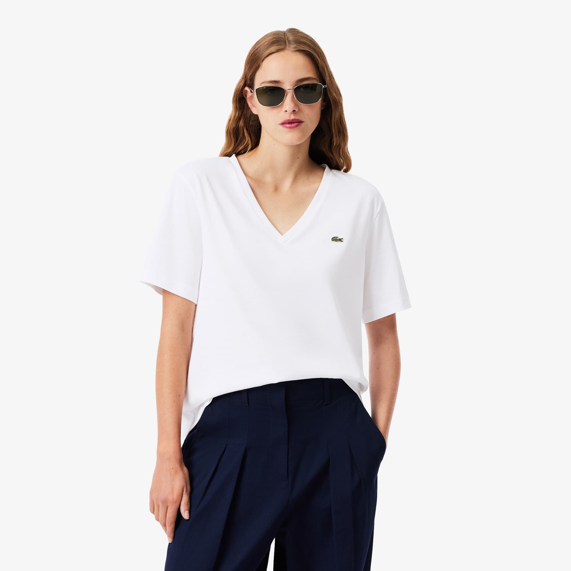 Relaxed Fit Soft Cotton V Neck T-shirt - Women's T-Shirts - New In