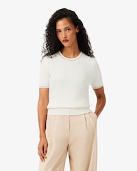 Short Sleeved Cable Knit Sweater
