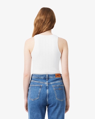 Slim Fit Pointelle Knit Cotton Tank Top