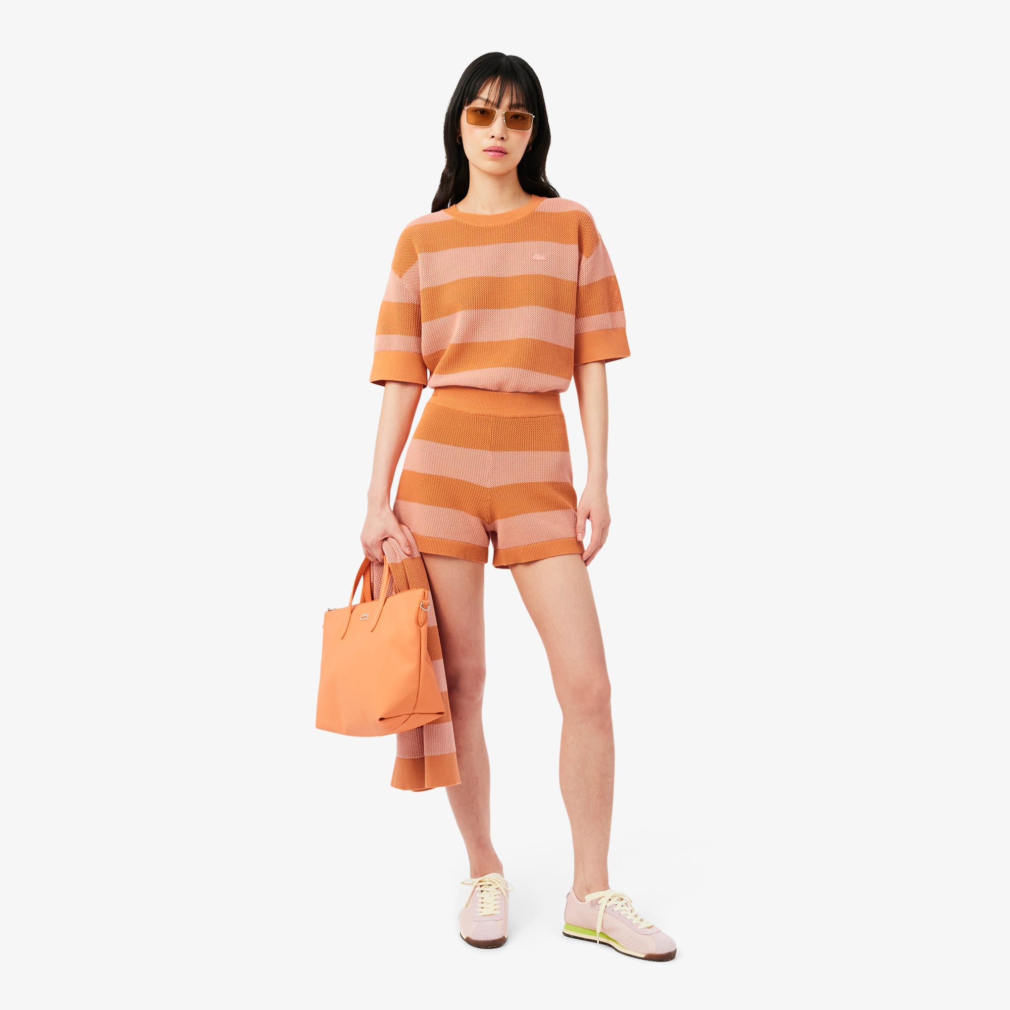 Striped Mesh Knit T-shirt - Women's Knitwear - New In 2026 | Lacoste