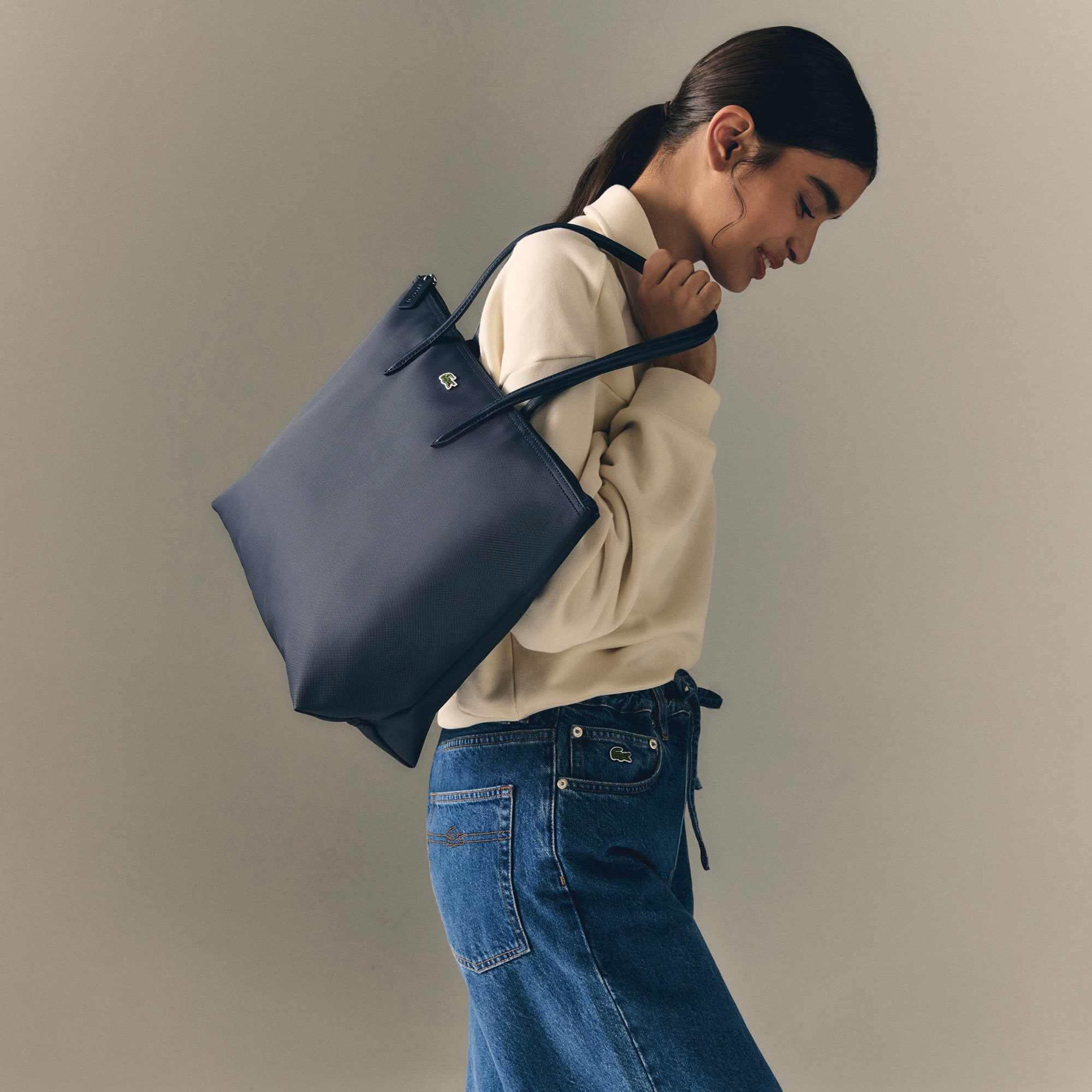 【LACOSTE】L.12.12 Concept Large Shopper Bag_NF1888P (NAVY) Large L.12.12 Concept Tote - All Women's Bags & Handbags