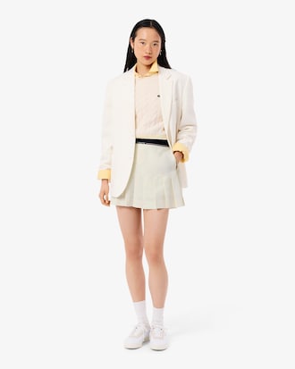 Short Pleated Wool Blend Skirt