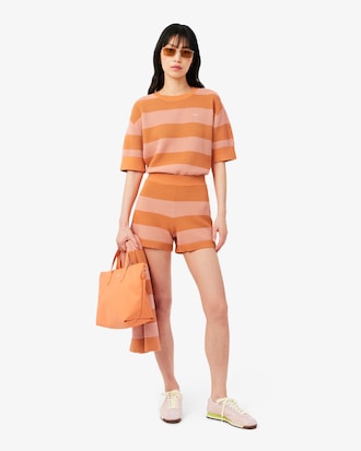 Striped Mesh Knit T-shirt