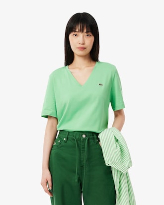 Relaxed Fit Soft Cotton V Neck T-shirt