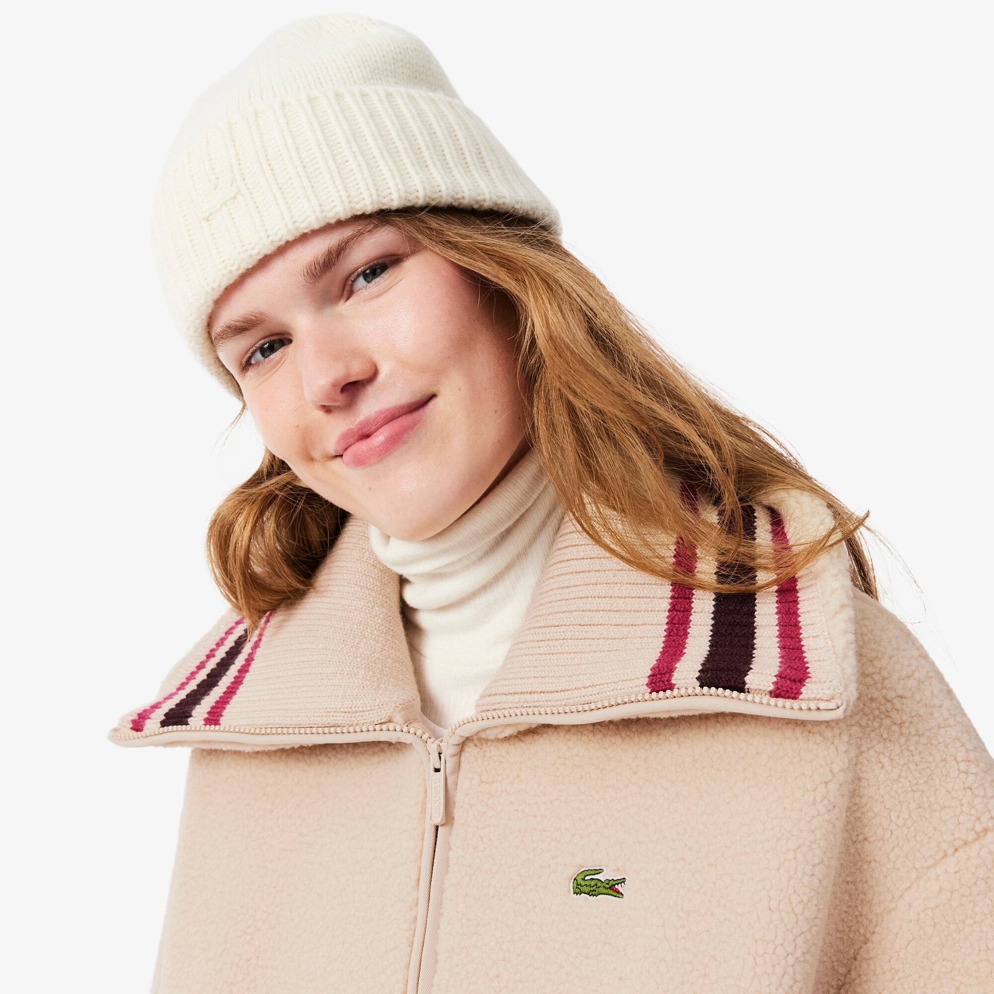 Oversized Striped Ribbed Collar Sherpa Jacket - undefined - New In