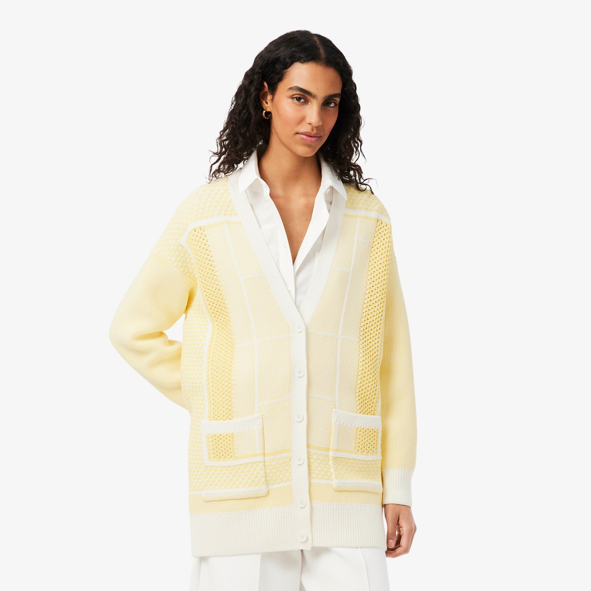 Tennis Court Jacquard Long Cardigan - Women's Knitwear - New In
