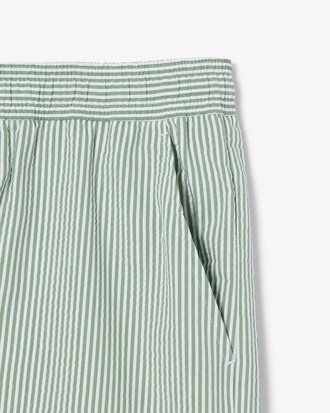 Mid Length Striped Textured Swim Trunks