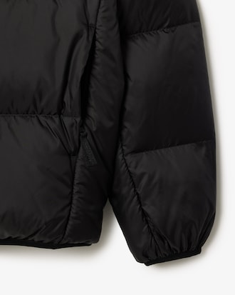Short Water-Repellent Hooded Puffed Jacket
