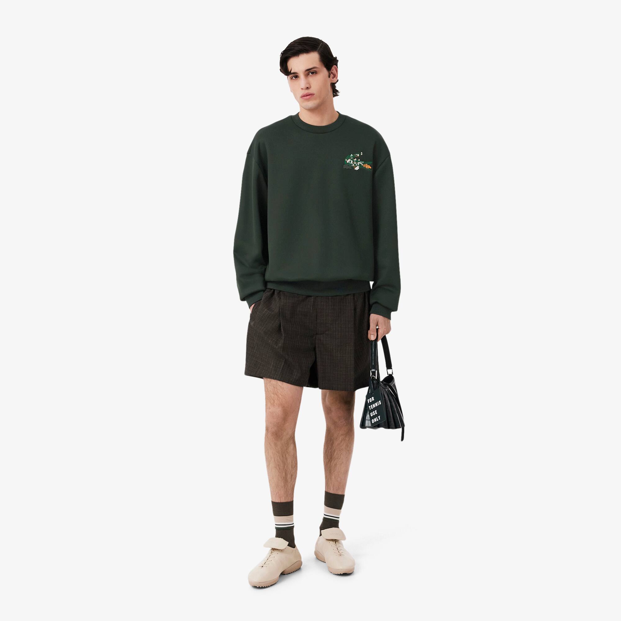 LACOSTE 幾何学模様ジャージ US XS Runway Floral Crocodile Satin Sweatshirt - Men's Sweatshirts - New