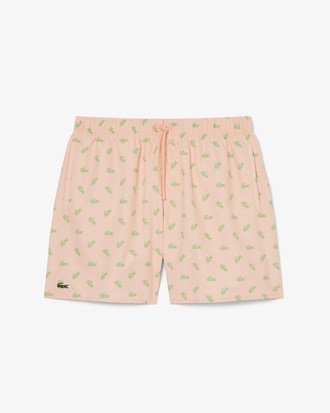 Mid Length Crocodile Print Swim Trunks
