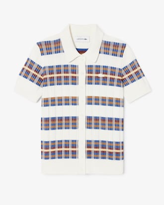 Ribbed Knit Polo Collar Sweater