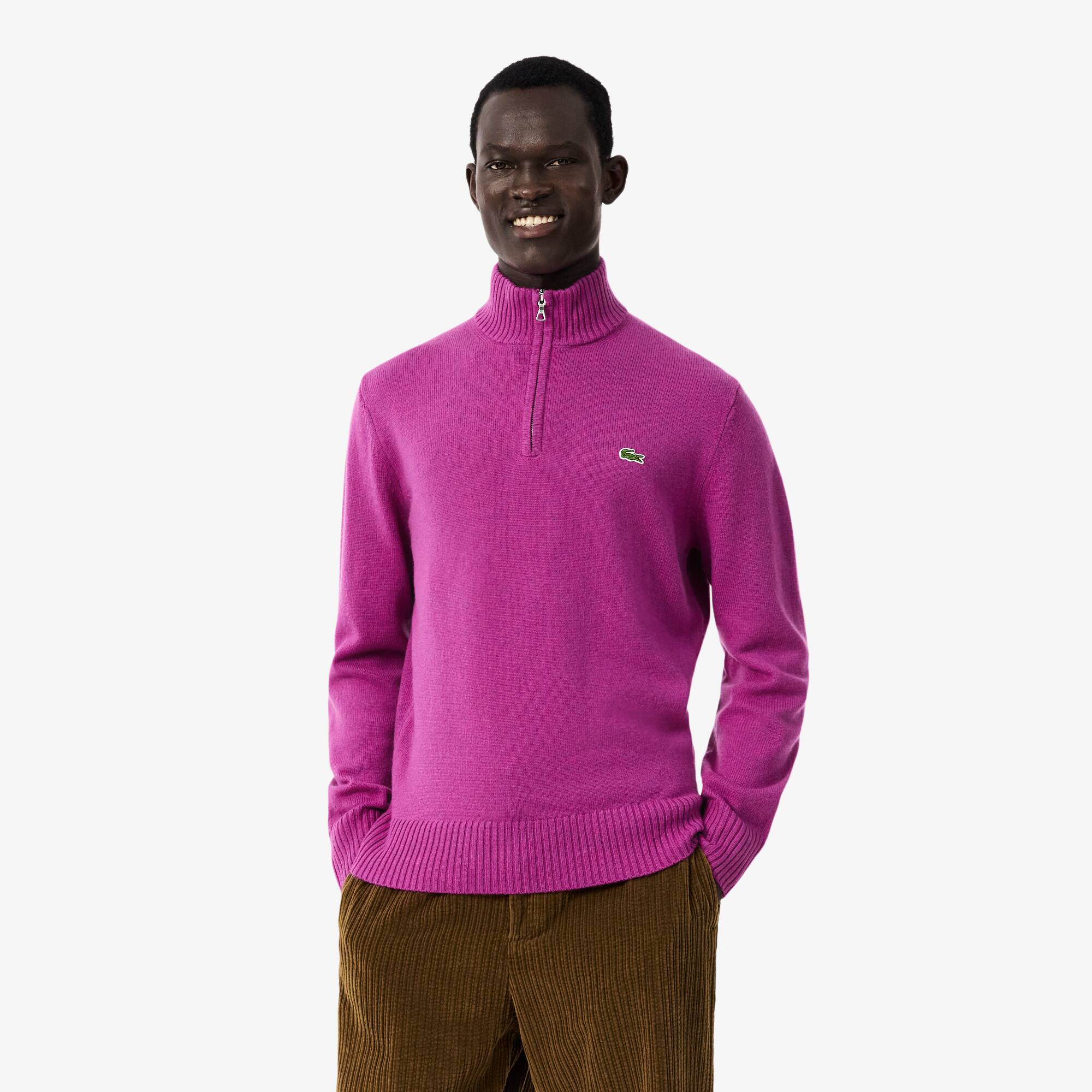 Zipped High Neck Wool Sweater - Men's Knitwear - New In 2026 | Lacoste