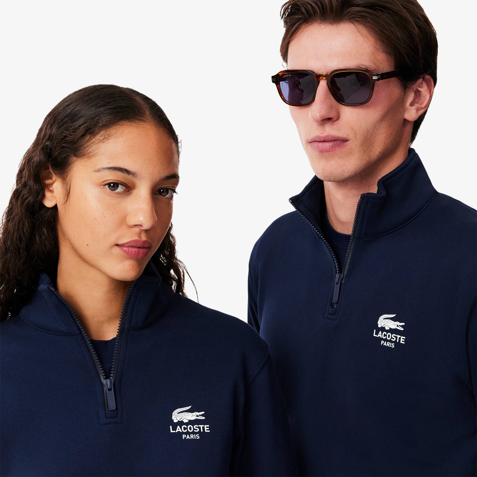 LACOSTE ジップアップスタジャン US S/M ブラック/グレー Men's Paris Zip-Up Track Jacket - Sweaters & Sweatshirts